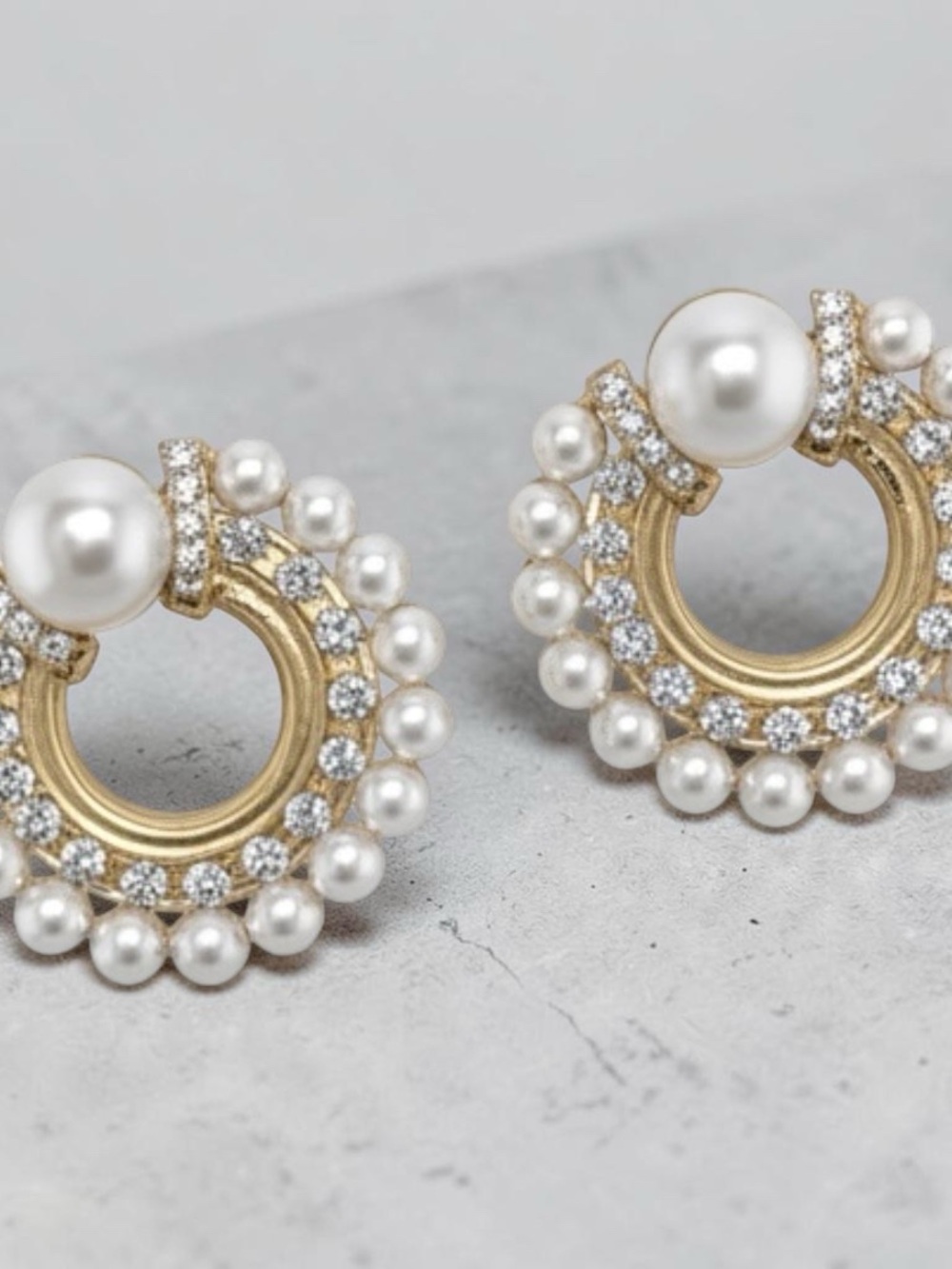 Vintage Inspired Faux Pearl Rhinestone Statement Earrings